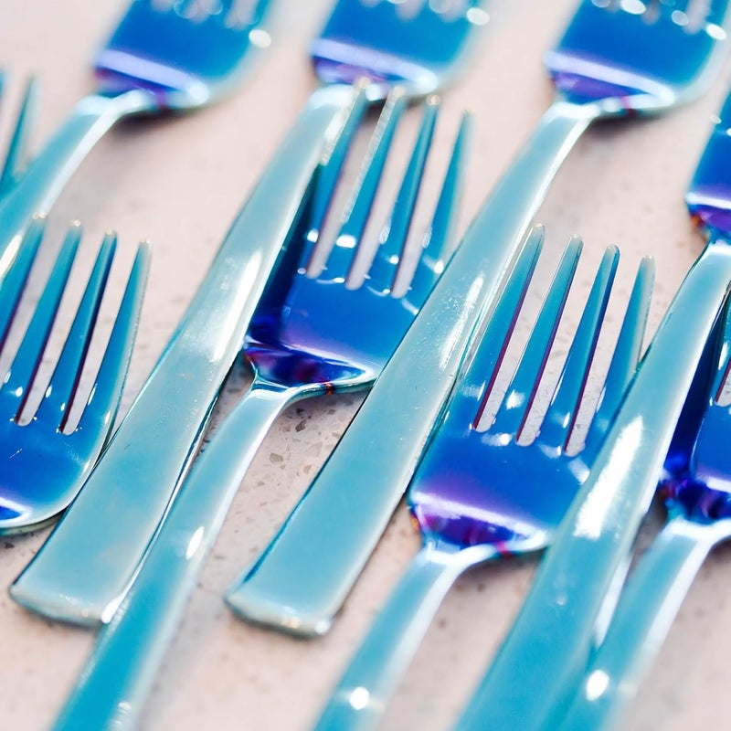 Ahimsa Stainless Steel Kids Utensils Set, Pediatrician Designed, Colorful Kids Silverware, Non Toxic, Dishwasher Safe, Iridescent Blue Fork and Spoon - Image 5